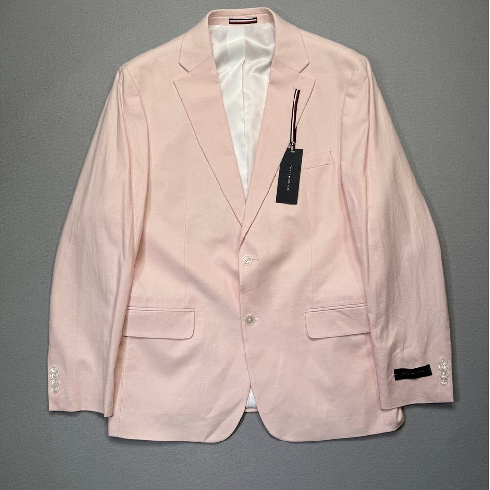 Tommy Hilfiger Men's Modern-Fit 100% Linen Sport Coat Pink 42R  $295